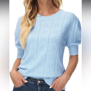 Grace Karin Light Blue Short Sleeve Sweater